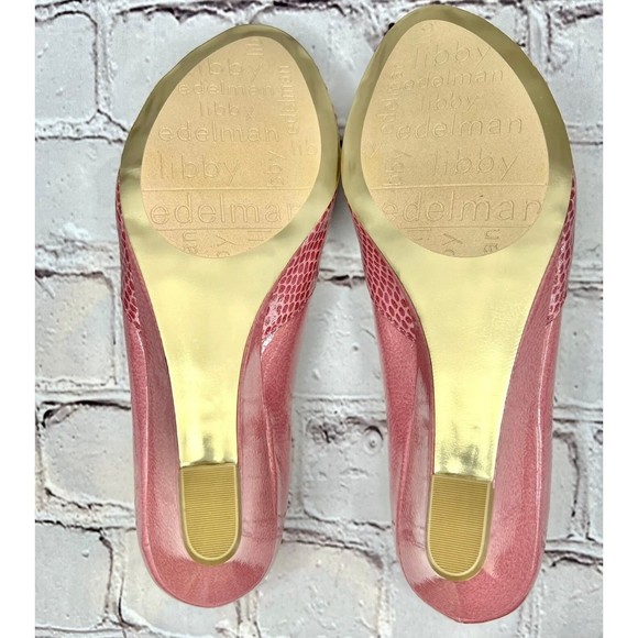 BRAND NEW in Box Libby Edelman L-Flynn Women Sz 8M Patent Pink Snake Shoes - Picture 8 of 9